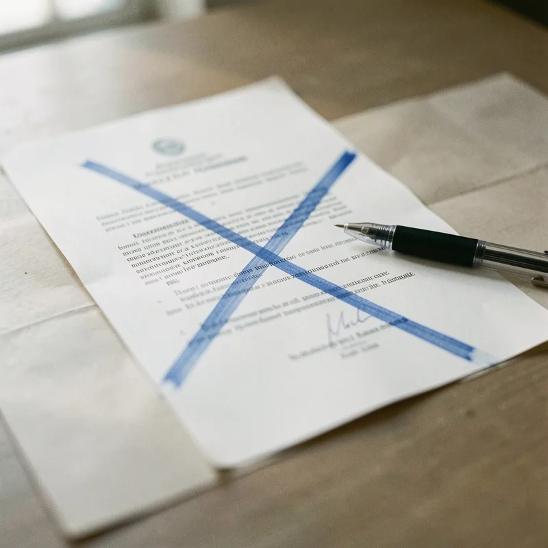 Certificat d&rsquo;immatriculation barré et signé posé sur une table avec un stylo lors d&rsquo;une vente de véhicule